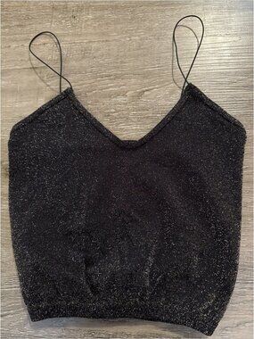 Black Gold Metallic Sparkle Crop